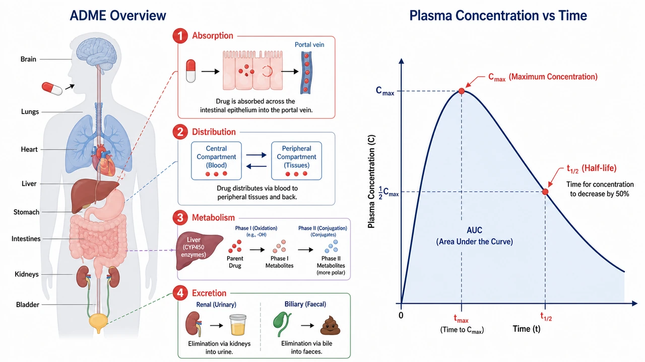 Drug Pharmacokinetics — ADME Diagram